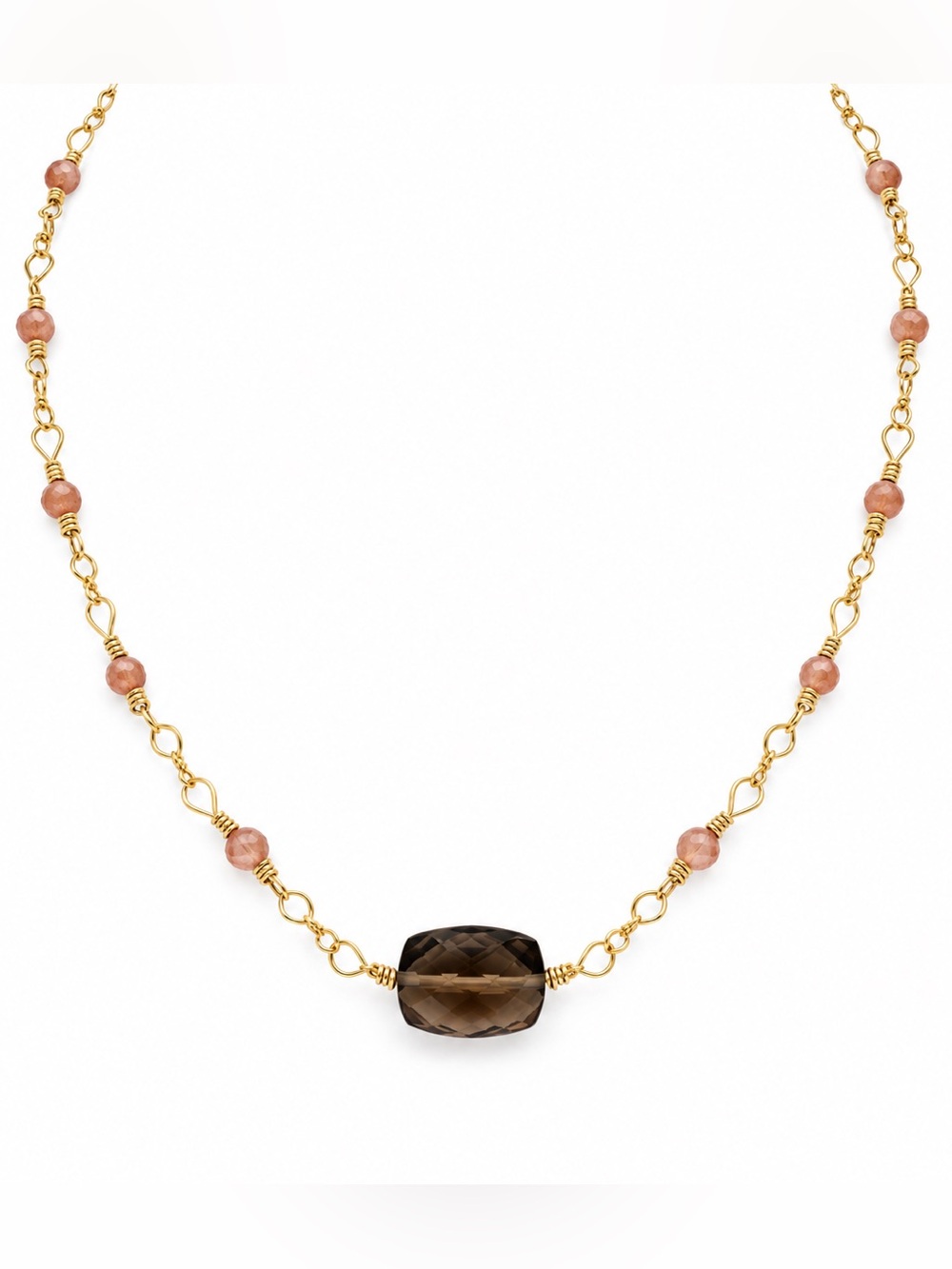 Rhodochrosite and Strawberry Quartz Gold Filled Necklace (AWN33)